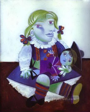 Retrato de Maya con su muñeca 1938 Cubistas Pinturas al óleo